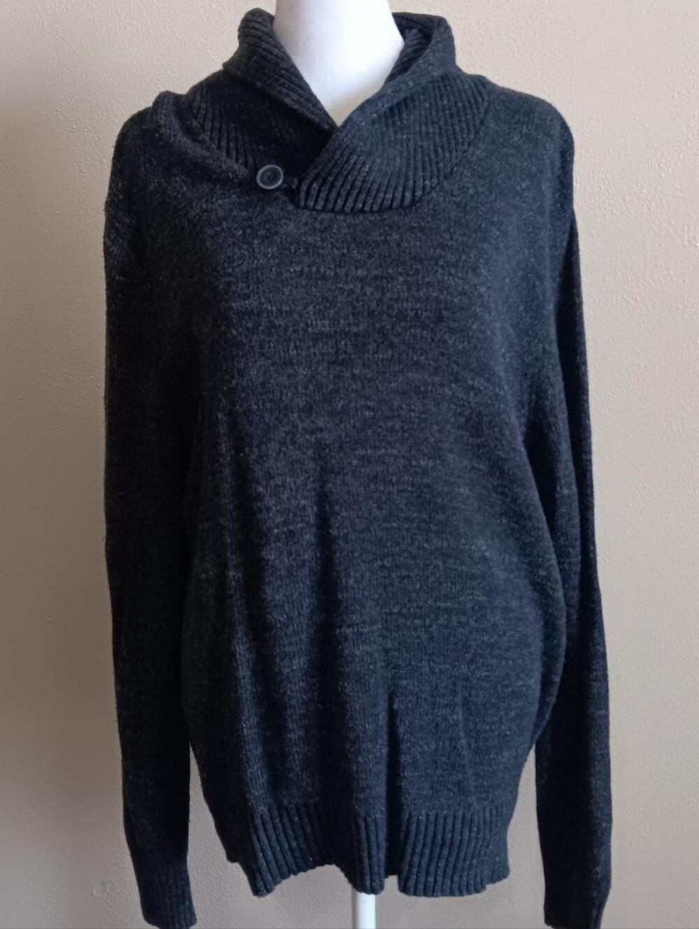 Urban Pipeline Shawl Collar Charcoal Mens Knit Pullover Academia Sweater Large - Picture 1 of 8